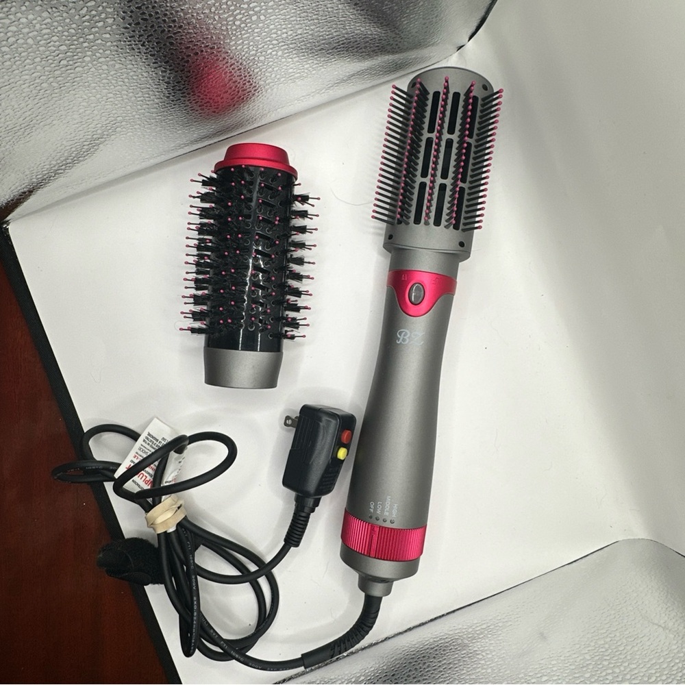 BZ SM-5258 Womens Gray Pink Corded Interchangeable Hot Air Brush Dryer Volumizer